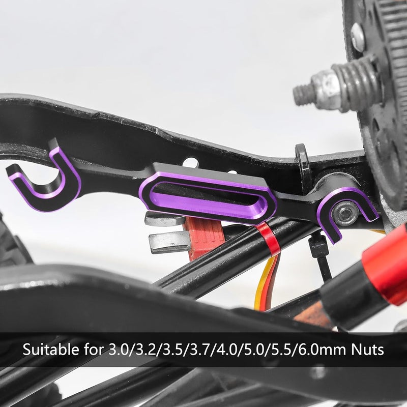 RCenjoy 4PCS Wrench 3.0/3.2/3.5/3.7/4.0/5.0/5.5/6.0mm Turnbuckle Nut Ball Joint Remover with RC Screw Tray for RC Car Boat Model Repair Tool Kit (Purple) - Image 5